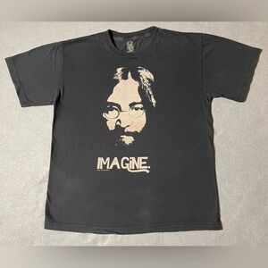 John Lennon Imagine Face T-Shirt Black Men’s Small Cotton Music Rock Graphic Tee